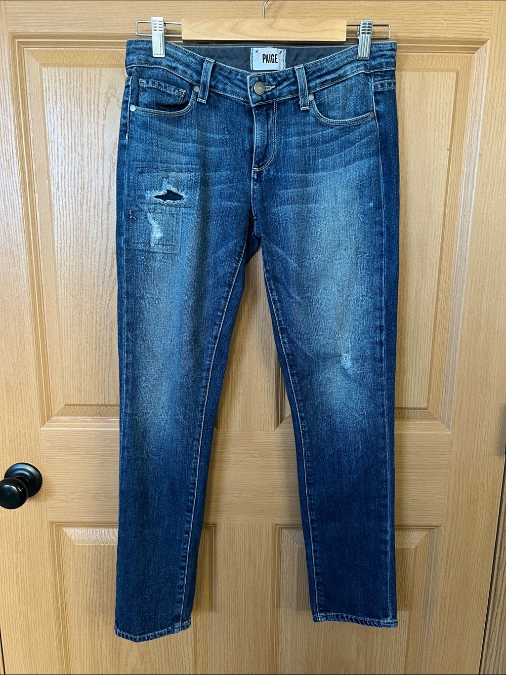 PAIGE Skyline Ankle Peg Distressed Jeans